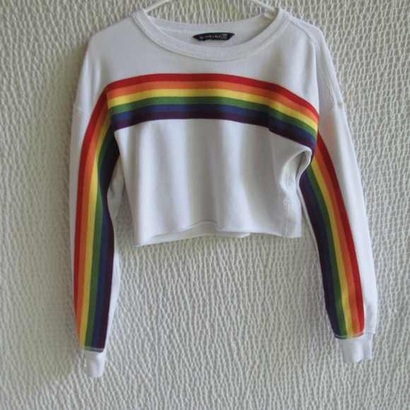 Abercrombie & Fitch Y2K Rainbow Sweatshirt Size XXS Cropped Crewneck - Picture 2 of 8